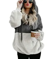 New Women's Fashion Autumn/Winter Splicing Hoodie Artistic Casual Velvet Long Sleeve Coat Ladies Fashionable Comfortable Hoodie