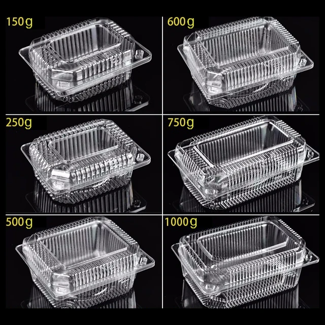 100Db -Os Eldobható Csomagoló Dobozok Átlátszó Műanyag Tartályok Gyümölcsdobozok Elvihető Sütemények Snacks Ételcsomagoló