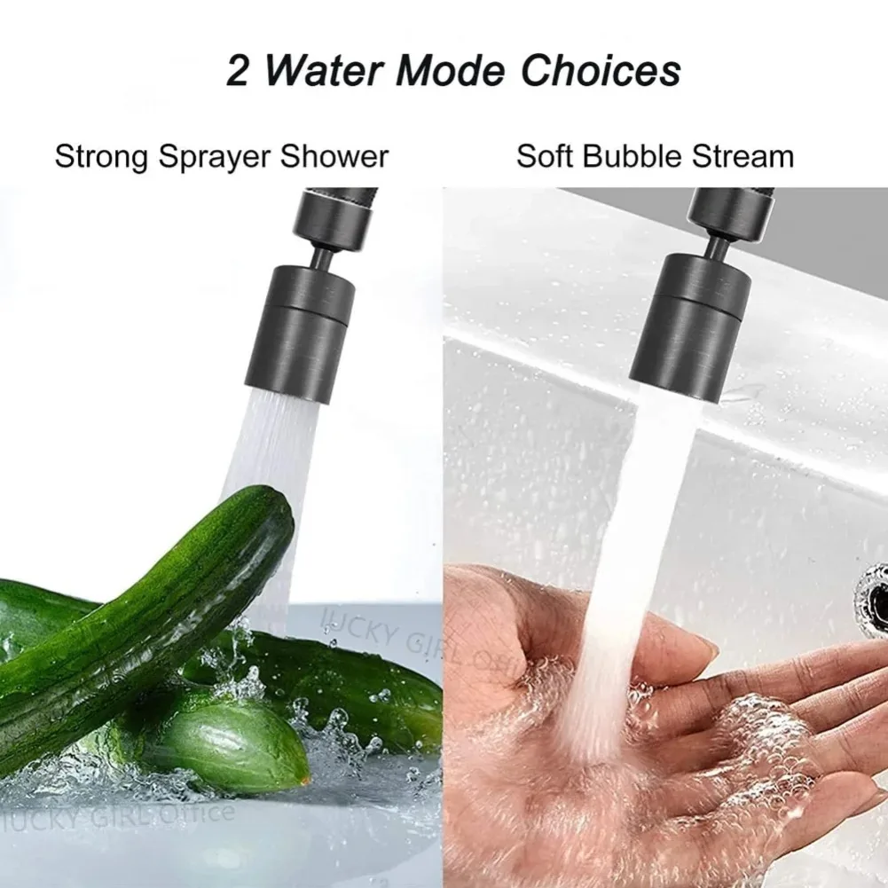 Enhanced Kitchen Faucet Spray Head with Adjustable 360° Rotating Aerator, Dual-Mode Functionality, and Splashback Filter