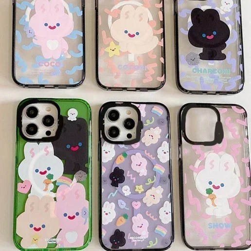 MagSafe Acrylic Cartoon Rabbit Phone Case Cover for IPhone 11 12 13 14 15 Pro Max Case for IPhone 15 Pro Max