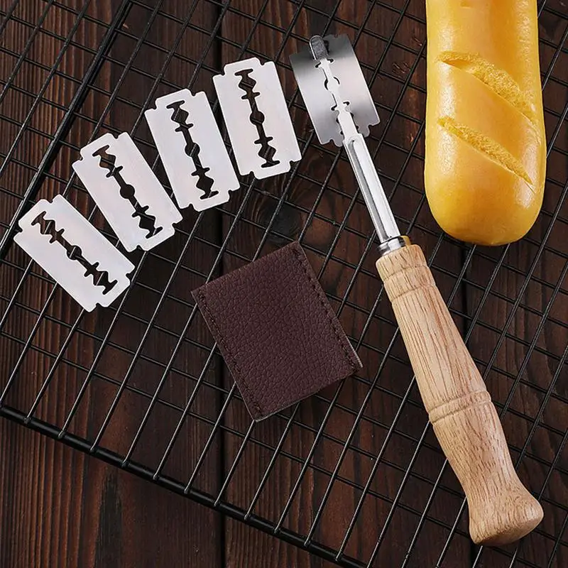 

Bread Cutter French Bread Blades Kitchen Gadgets Normal Wood Long Handle Baking Accessory European Style Curved Arch Toast Knife