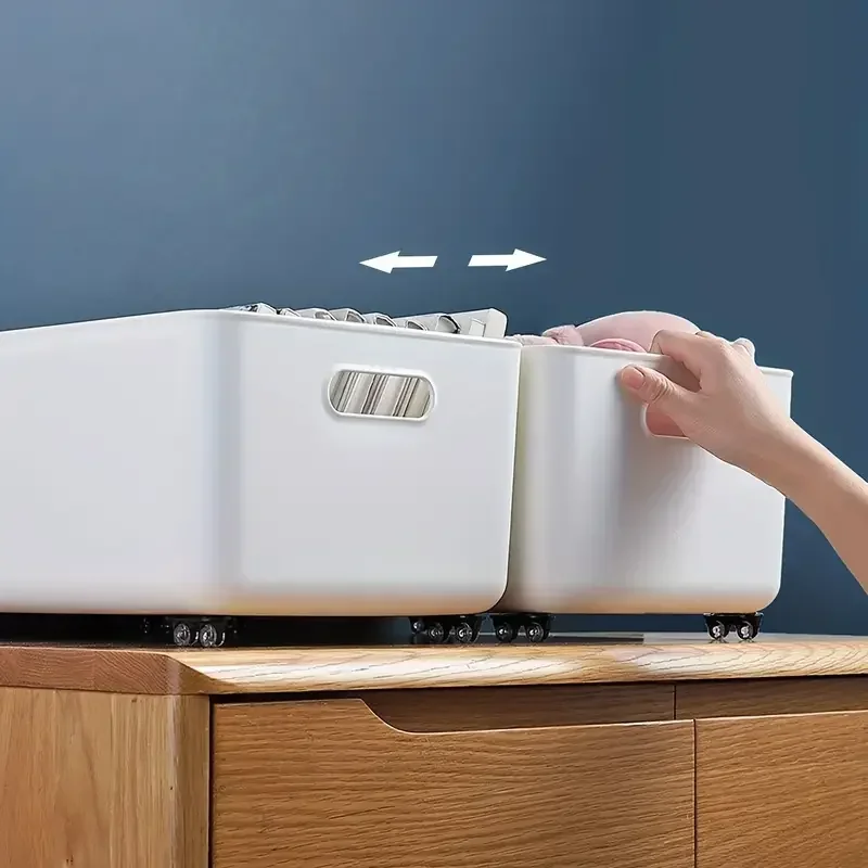 4Pcs Adhesive Pulley Storage Box Casters Trash Can Self-Adhesive Furniture Caster Wheel Home Silent No Scratches Box Wheels