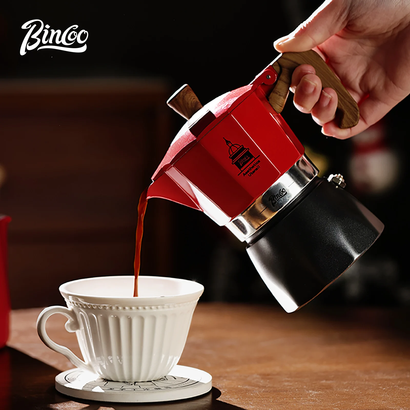 Bincoo Double Valve Moka Pot إسبريسو موكا صمام مزد...