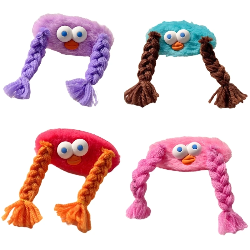 

Plush Ugly Long Braids Hairpin for Sweet Girls Carnival Taking Photo Hair Barrettes Aesthetics Hair Accessories