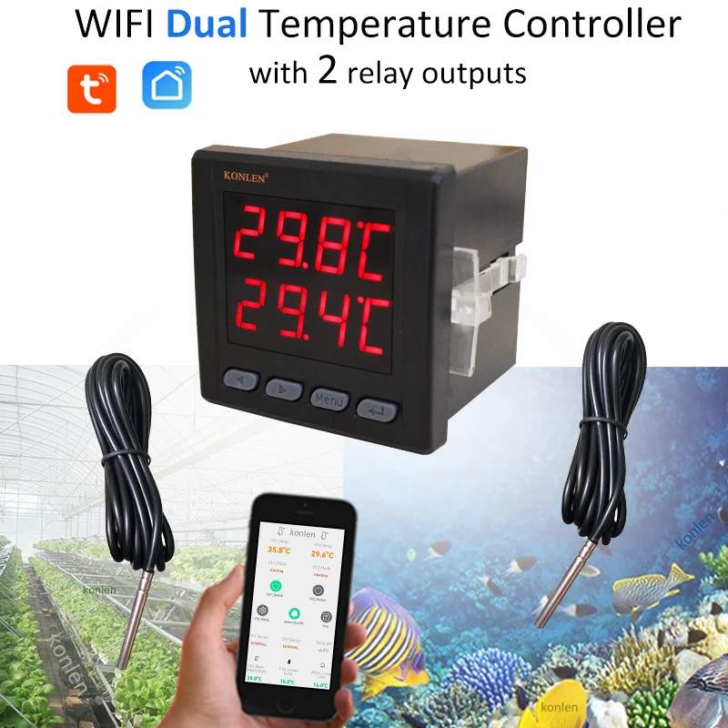 Tuya WIFI Dual Temperature Sensor Smart Thermostat Controller with