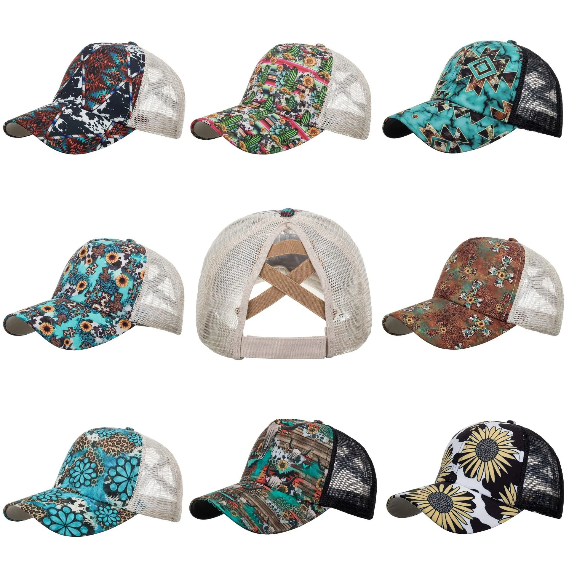 Outdoor Sports Women's Baseball Hat Leisure Duck Tongue Sunshade Mesh Pattern