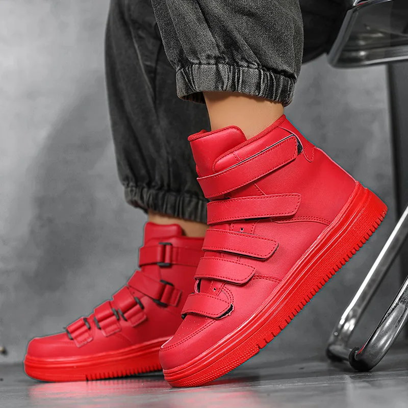 Hot Sale Cheap Men's Fashion Sneakers Red High top Shoes Casual Men Hoop-look Platform Sneakers Men Flat Shoes Zapatillas Hombre - Image 2
