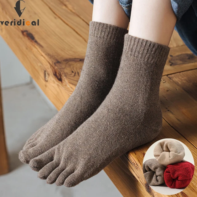 5 Pairs Wool 5 Finger Socks Winter Solid Fluffy Thick Thermal Keep Warm  Soft Elastic Simple Women Short Toe Socks Good Quality - AliExpress