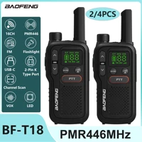 2/4pcs Baofeng T18 Mini Walkie Talkie PMR446MHz Long Range Rechargable Portable Kids Two Way Radio USB Charger For Camping Trip 1