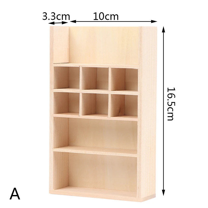 1/6 1/12 Dollhouse Miniature Bookcase Storage Rack Mini Wood Cherry Display Shelf Cabinet Cupboard Doll House Furniture Model
