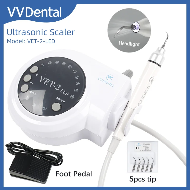 

VV DentalUltrasonic Scaler Instrument With LED Light 5 Tips For Tooth Cleaning Dentistry Tools Scaler Oral Care Dental Equipment