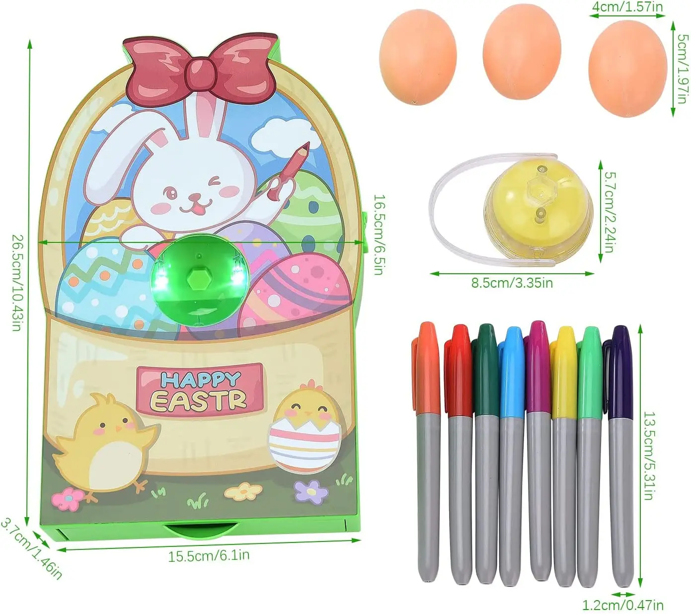 12 PIÈCES de Pâques Oeuf Décorateur Kit Lapin Couleur Des Œufs Machine DIY  Artisanat avec 8 Coloré Marqueurs 3 Faux Oeufs