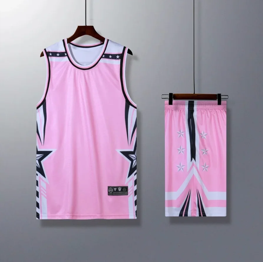 New Quick Dry Breathable Boys Basketball Jerseys Shirt Sports Shirts and Athletic Shorts Set for Youth Men Women Basketball