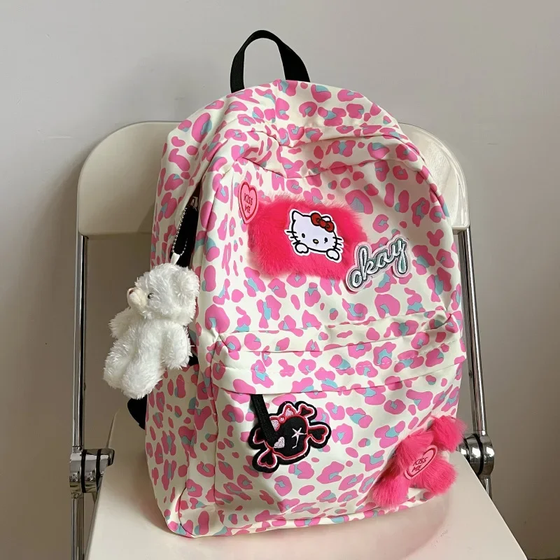 Pink girl schoolbag female cute KT cat junior high school and high school student backpack large capacity school backpack