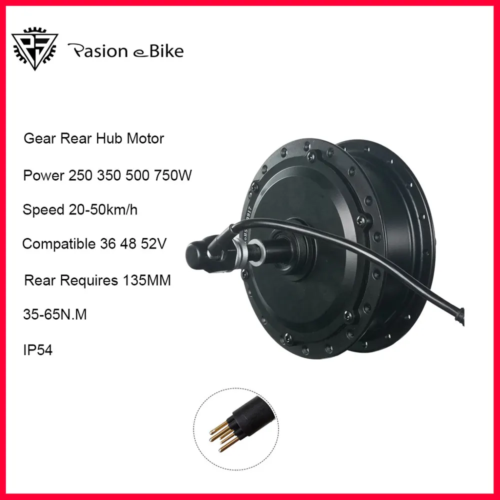 E-bike Gear Rear Hub Motor 36V 250W 350W 48V 500W 750W High Speed Brushless Electirc Bicycle Rear Wheel Drive PASIONEBIKE