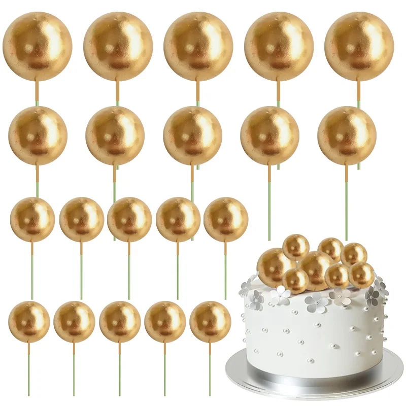 Cake topper,cupcake supplies,cake decoration 20pcs Colorful Balls Cake Topper Mini Balloons Cupcake Insert Sticks Wedding Birthday Party Cake DIY Decoration Baby Shower