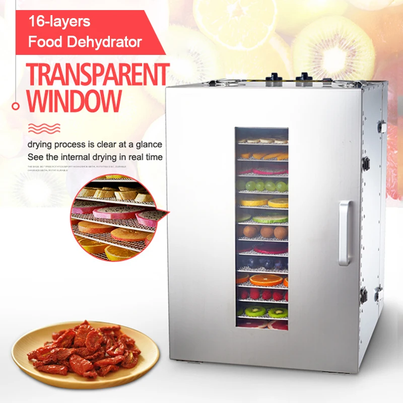 

Commercial vegetable & fruit drying machine 16-layers food Dehydrator Stainless steel Dried Fruit Machine Fruit Dryer 220v 1500W