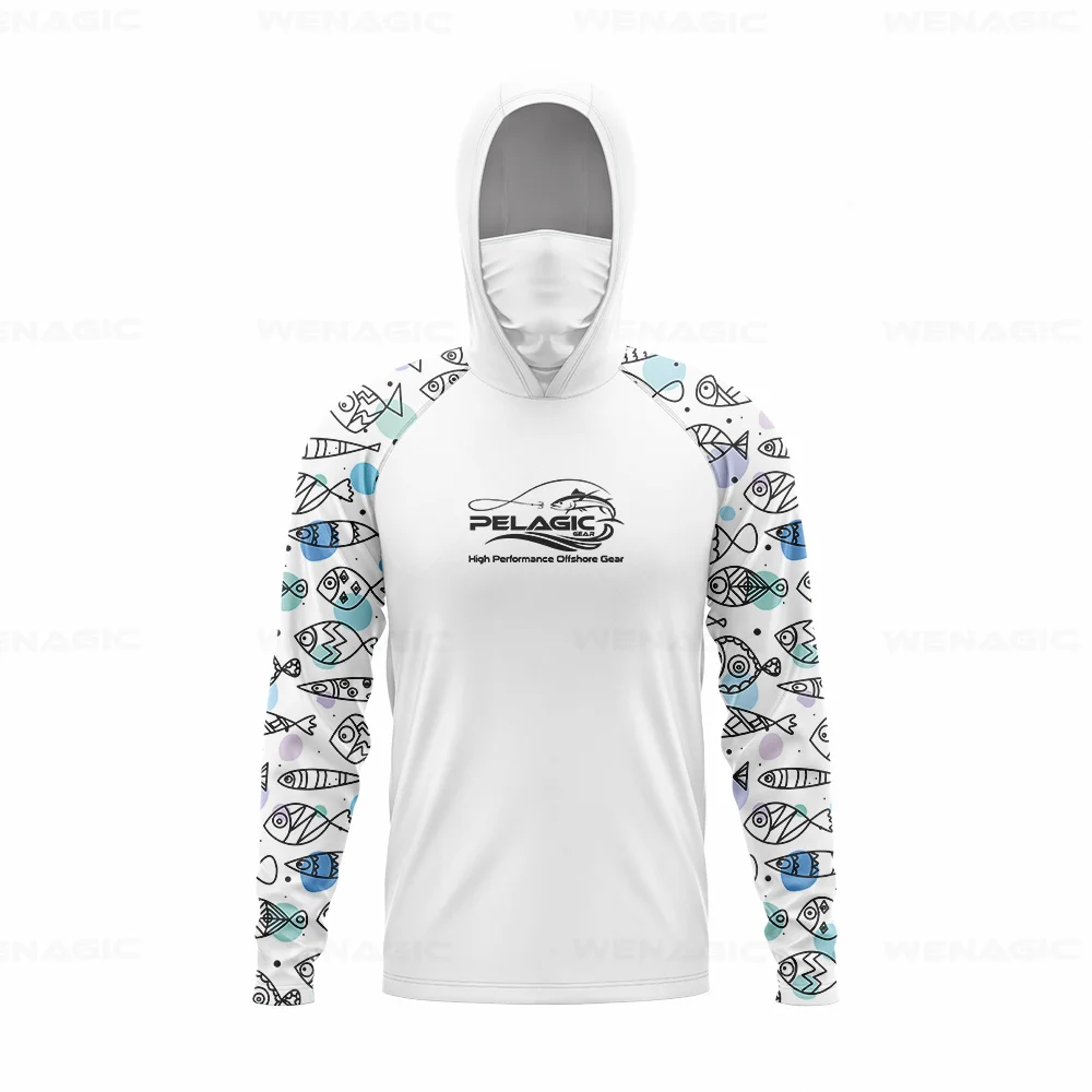 pelagic gear Men Hood Fishing Shirt long sleeve Fishing clothing fishing t shirt uv protection fishing shirt Apparel