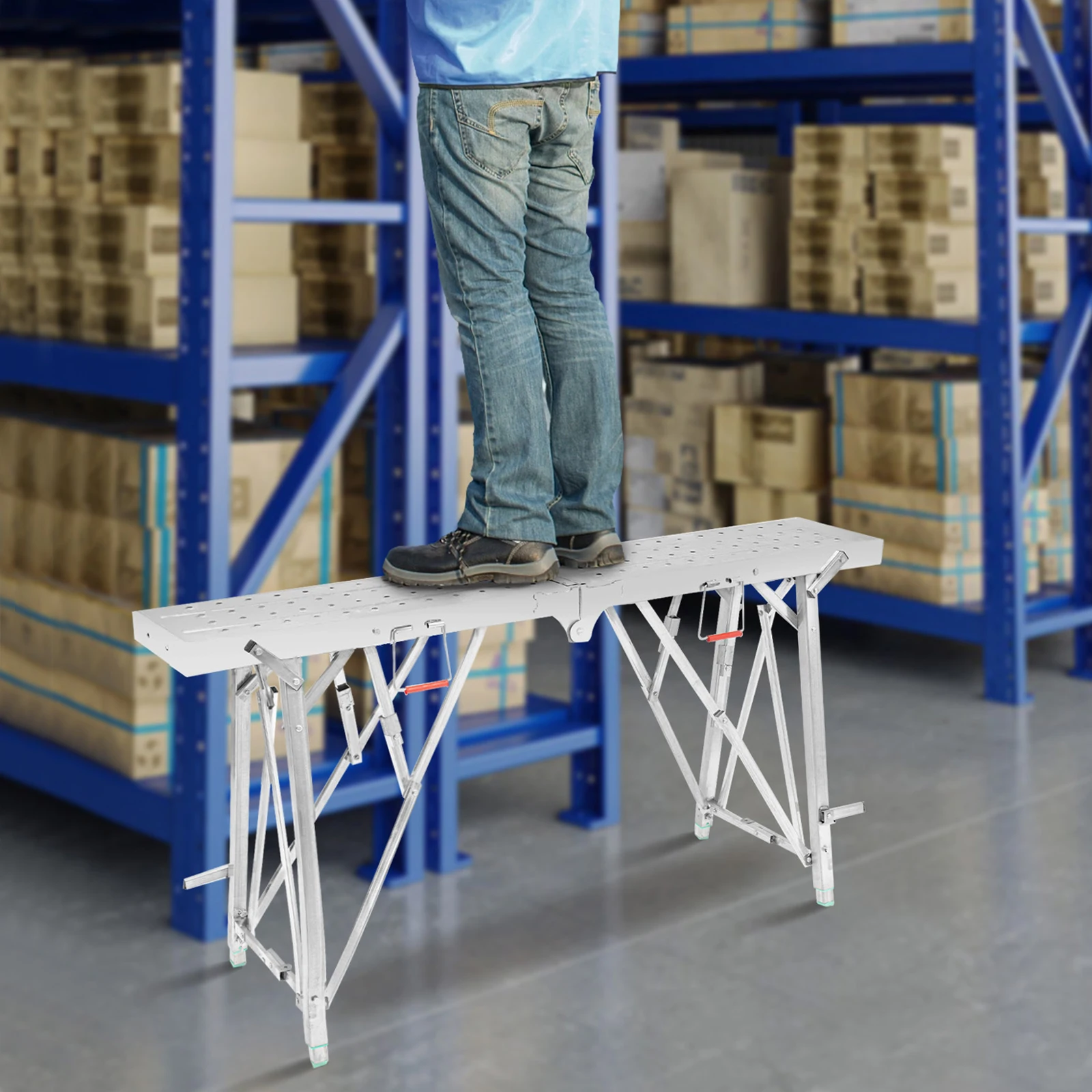 Portable Folding Scaffolding Platform Adjustable Work Bench 330.69 lbs Portable Step Stool Folding Ladder
