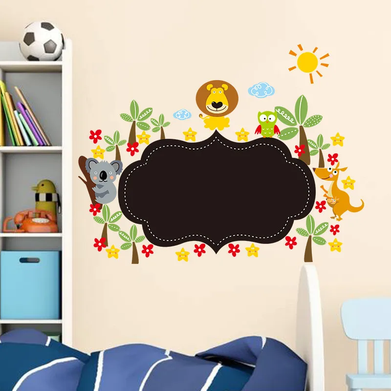 Removable Vinyl Jungle Animals Draw Blackboard Sticker Wall Chalk Board