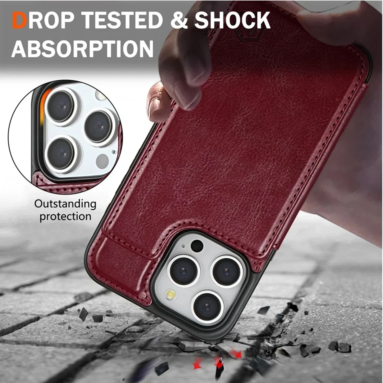 Premium Magnetic Leather Wallet Case with RFID Blocking Protection