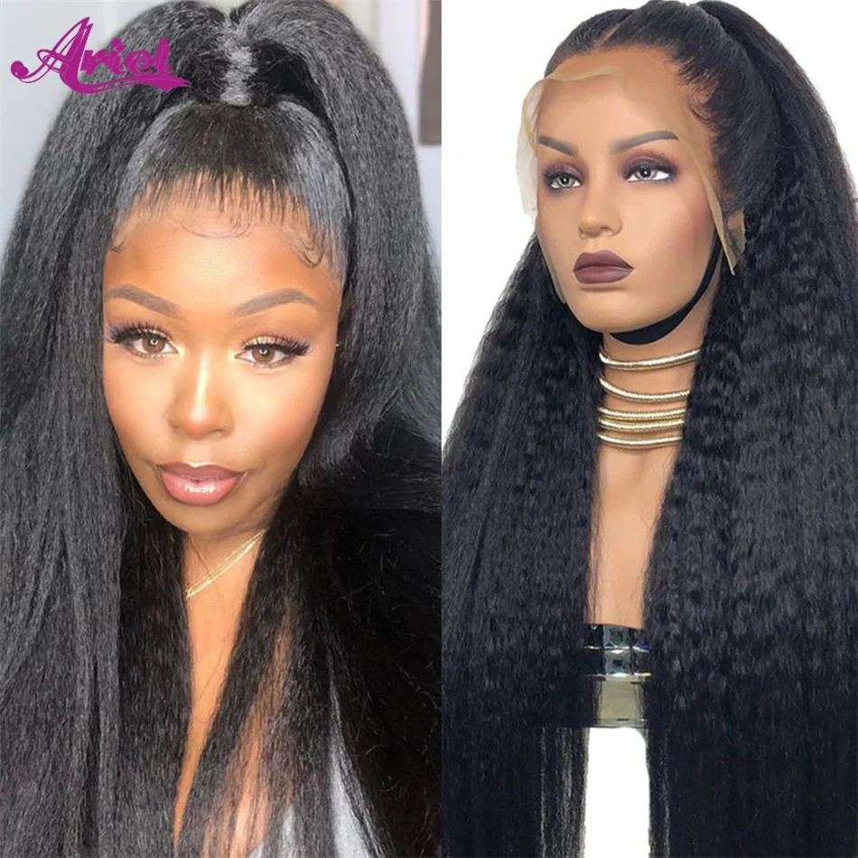 13x4 Kinky Straight Curly Lace Front Human Hair Wigs For Woman Yaki Transparent Lace Frontal Closure Wig Pre Plucked