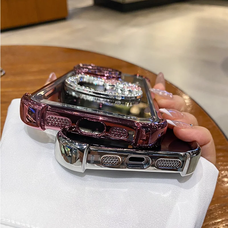 Kitty Mirror Electroplate Shockproof Phone Case with Bracelet
