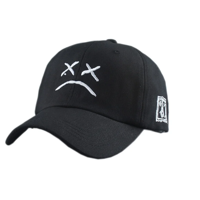 Summer Dad Hat Embroidery Cotton Baseball Cap Sad face White Black Hat Golf Cap Hip Hop Snapback Women Men