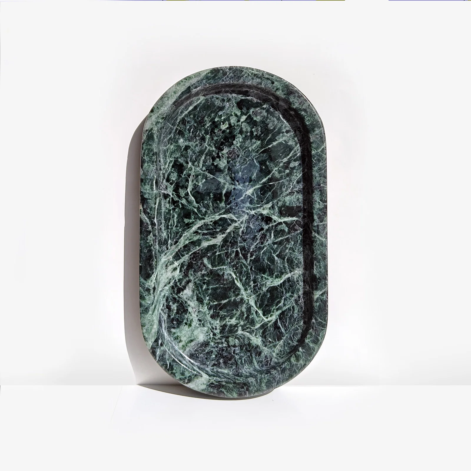 Real Natural Marble Oval Tray for Perfume Candles Jewelry Cosmetic Storage Plate as Gift Green Art Tray for Home Decor 2