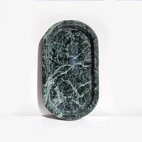 Real Natural Marble Oval Tray for Perfume Candles Jewelry Cosmetic Storage Plate as Gift Green Art Tray for Home Decor 2