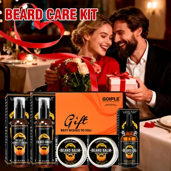 Beard Grooming Gift Kit- Deep Cleansing Wash and Conditioner Moisturizing Nourishing Beard Oil & Styling Butter