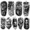 Large Lion Temporary Tattoos For Women Men Tiger Wolf Vampire Forest Flower Crown Compass Fake Tattoo Sticker Arm Body Tatoos 1