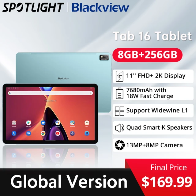 【World Premiere】Blackview Tab 16 Tablet Android 8GB+256GB 11''2K Display  13MP Camera PC Mode Widevine L1 Unisoc T616 Octa Core