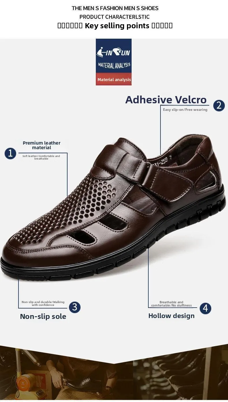 Detailed view of the anti-slip rubber sole and top-layer cowhide leather.