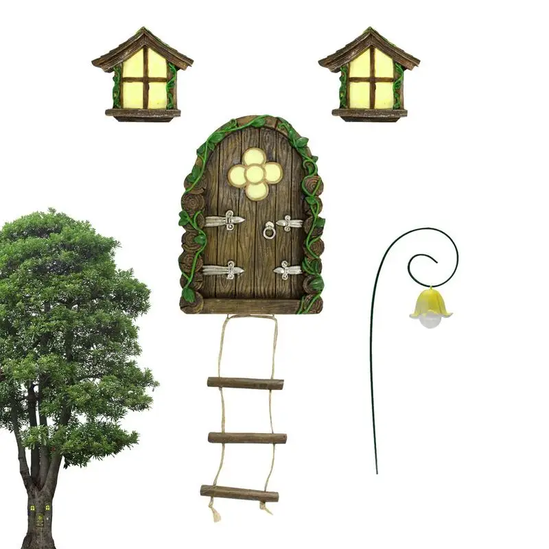 

Luminous House Doors And Window Pendants Creative Resin Elf Flower Fairy Tree Hanging Ornaments Tree Decoration Landscape