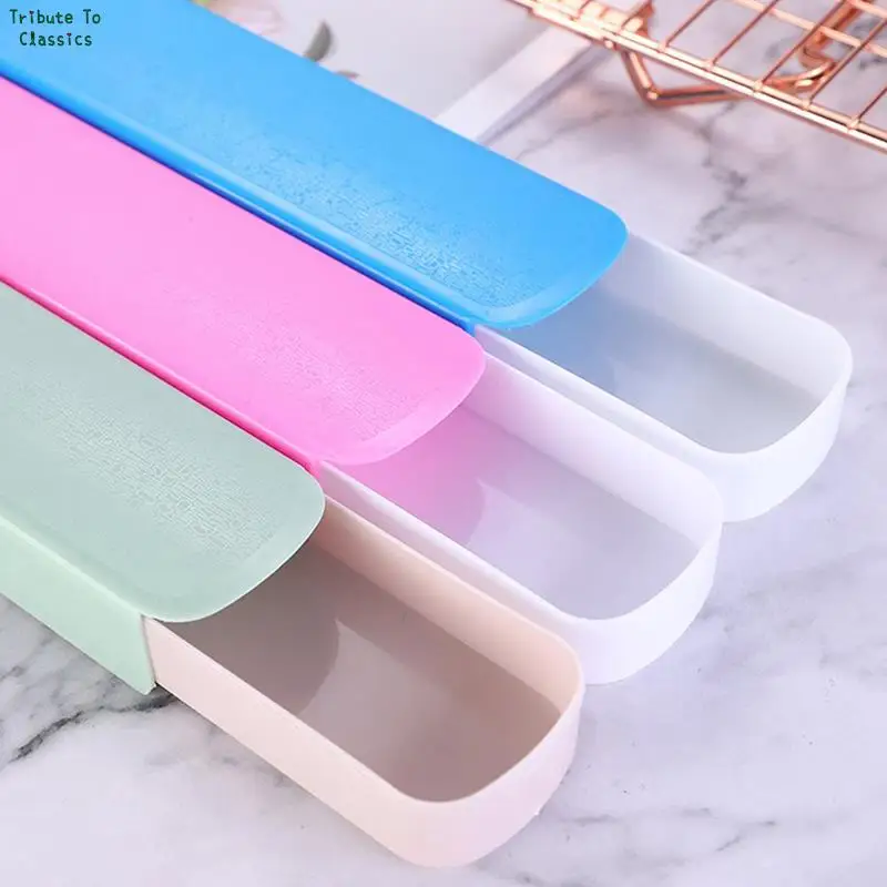 Plastic Storage Box Cutlery Straw Chopsticks Fork Spoon Wheat Pull Box Outdoor Travel Portable Tableware Empty 1pc storage box cutlery organizer