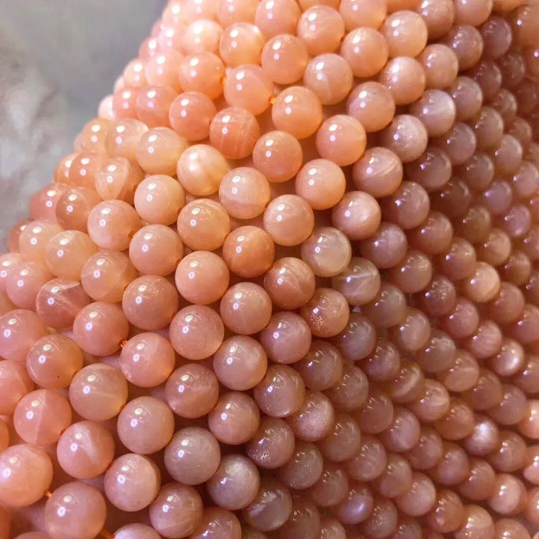 Top Grade Natural Sunstone Beads 6/8/10/12MM Round Golden Sun Stone Loose Charm Beads Orange Moonstone For DIY Jewelry Making