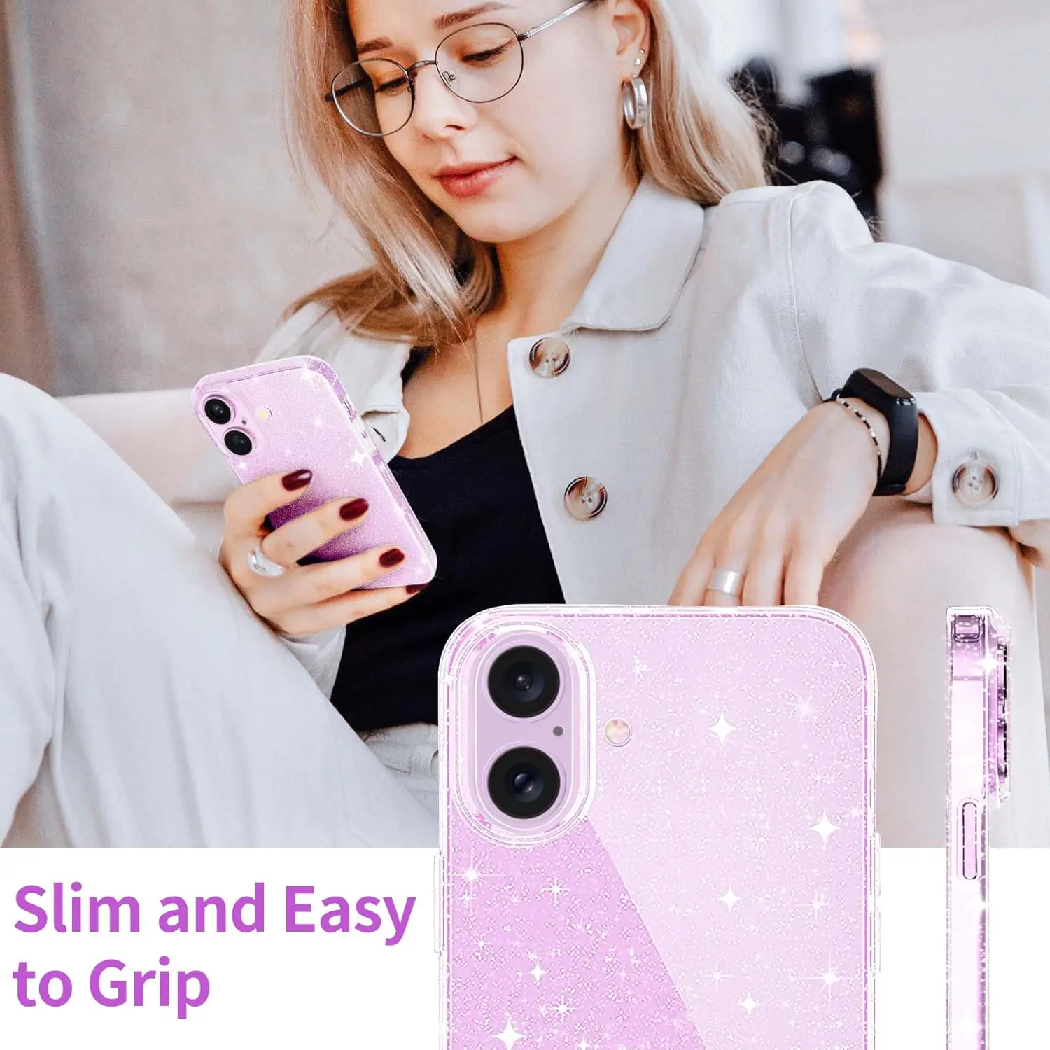 Transparent Glitter Bling Phone Cover -