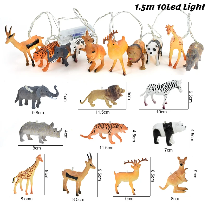 10LED Safari Animal String Light Kids Jungle Dinosaur