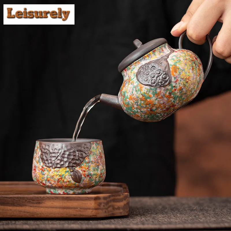 175ml Rock Painting Time Seedpod Of The Lotus Teapot Elegant Tea Infuser Pot Household Tea Making Kettle With Strainer Drinkware