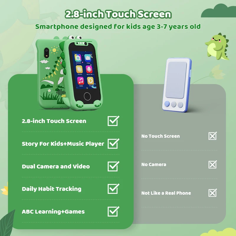 Kids Smart Toy Phone Toddler Touchscreen Game Phone MP3 Music Player with Dual Camera for Girl Boy Christmas Birthday Gifts 3