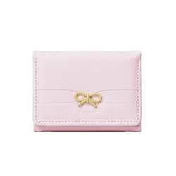 Chic and Cute Bow - Accent Wallet - Stylish and Compact Card Holder & Coin Pouch (Pink)