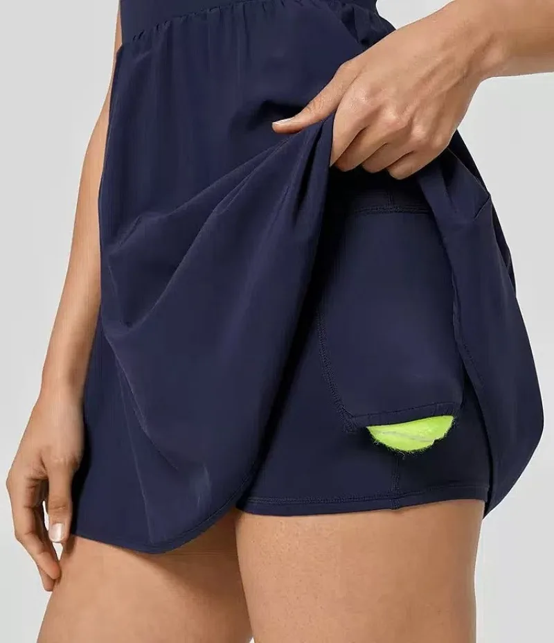 Sean Tsing Women Tennis Golf Wear Dress Sexy Sleeveless with Chest Pad Short Workout Training Volleyball Badminton Active Mujer