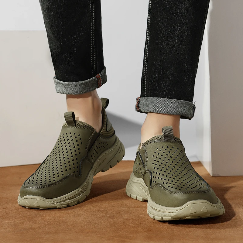 Golden Sapling Summer Loafers Men Breathable Leather Flats Men's Casual Shoes Retro Party Loafer Daily Male Business Moccasins