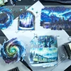 2m Holographic Silvery Transparent PET Masking Tape Blue Aurora Decorative Tape For Card Making Scrapbooking Journal  Loop:100cm 3