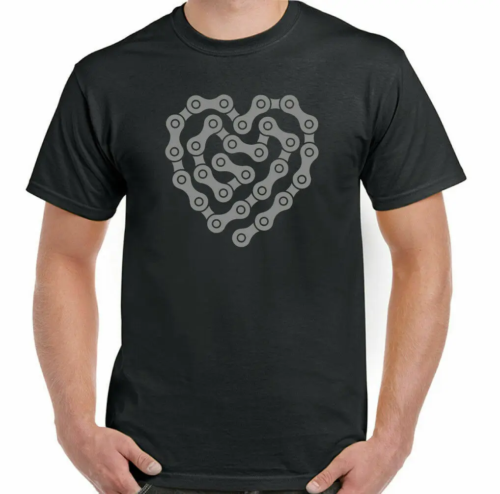 

Bicycle Biker Motorcycle Heart Bicycle Chain Funny MTB Racer T-Shirt. Summer Cotton O-Neck Short Sleeve Mens T Shirt New S-3XL