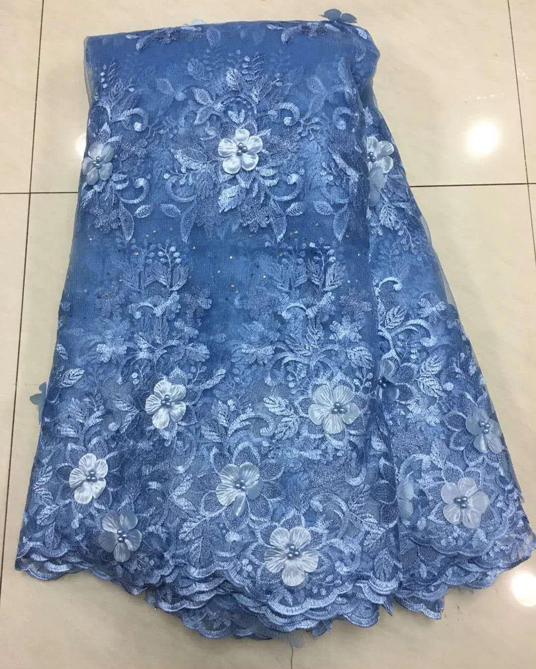 

2021 Latest French Nigerian Laces Fabrics High Quality Tulle African Laces Fabric Wedding African French Tulle Lace ZA35-7