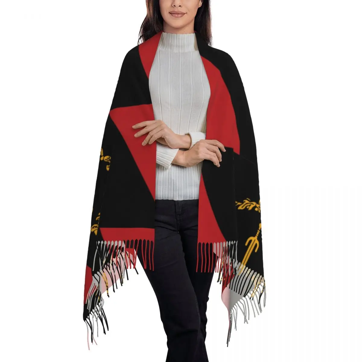 Black American Heritage Flag Women's Pashmina Shawl Wraps Fringe Scarf Long Large Scarf 3