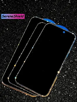 Luxury Glitter Diamond Tempered Glass For iPhone 15 Pro Max 16 14 13 12 With Rhinestone Privacy Screen Protector Front Film 11 1