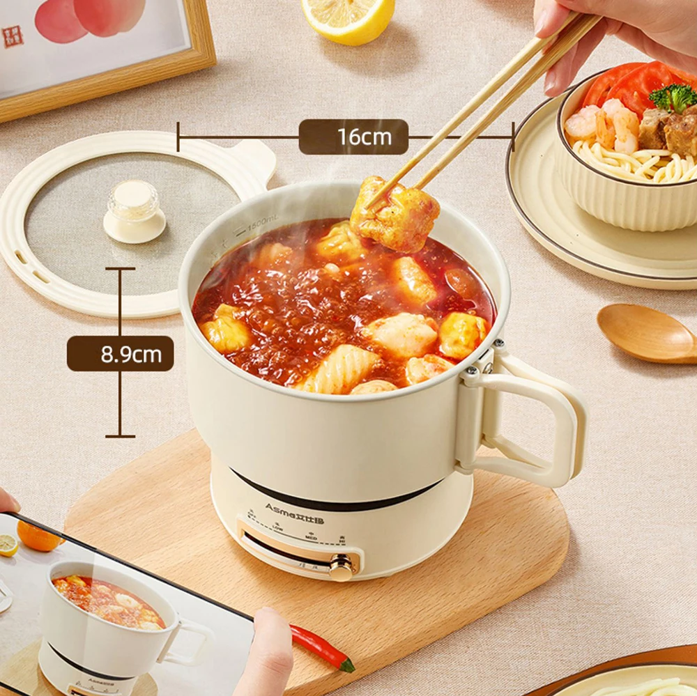 1.8L Foldable Electric Cooking Pot Home Multifunctional Electric Pan Hotpot Rice Cooker Non-stick Skillet For Travel electric cooker electric rice cooker electric frying pan electric hot pot